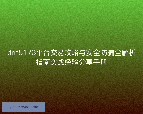 dnf5173平台交易攻略与安全防骗全解析指南实战经验分享手册